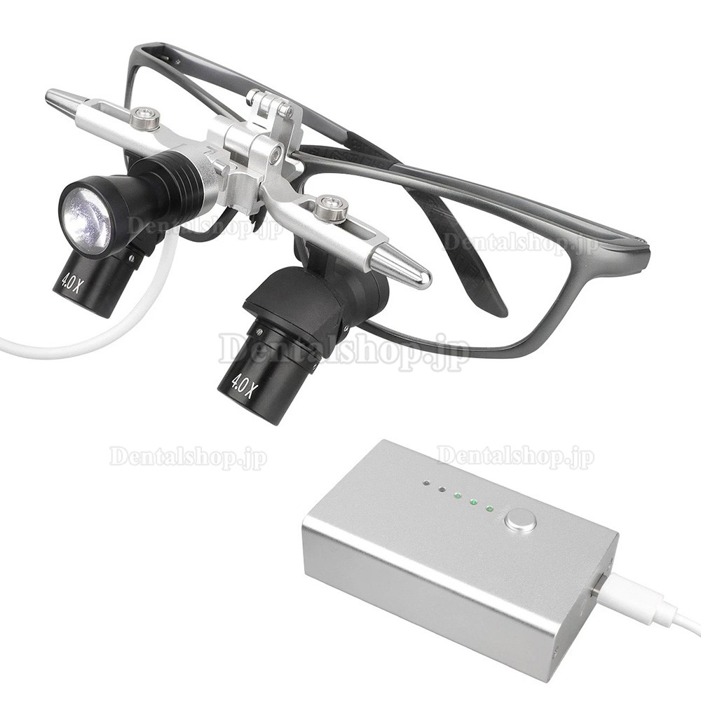 4.0倍 48&deg; 歯科用エルゴルーペ（瞳孔間距離調整機能付き）+ 5W LEDヘッドライト